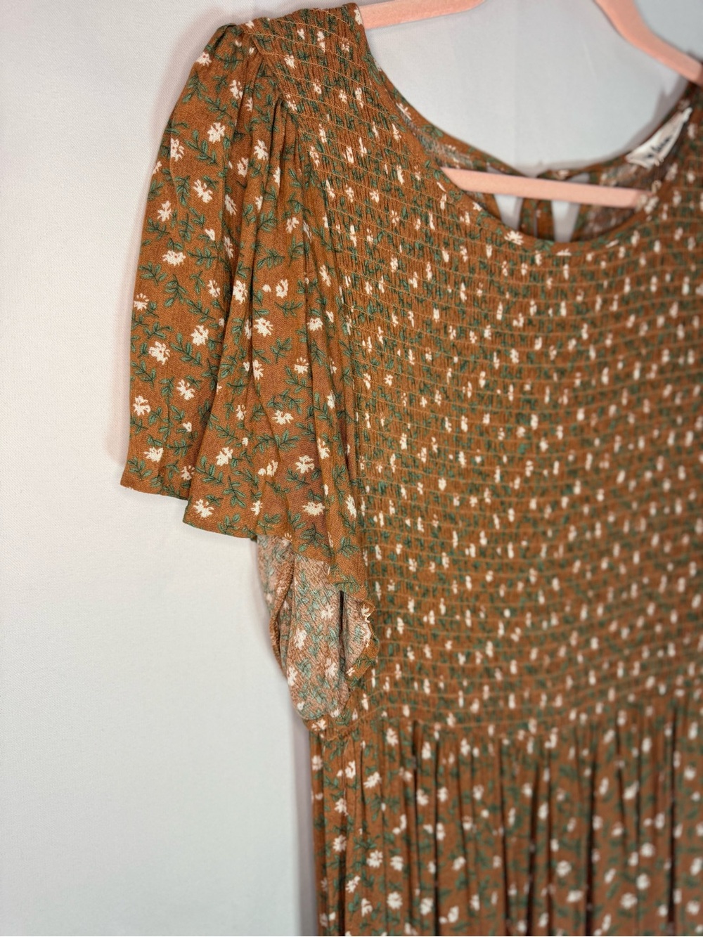 NWT In Loom- Smocked Waist Floral Maxi Dress in Rust - Size L - Picture 3 of 7